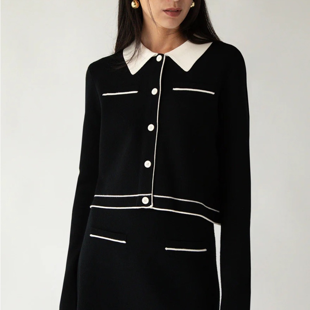 Frank & Oak Black Shirt with White Accents